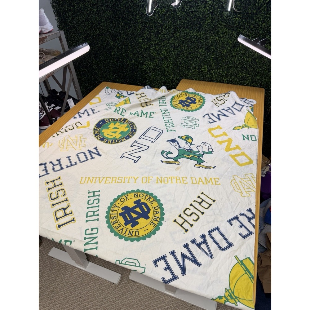 Vintage Univ of Notre Dame Irish Bed Sheet Revman Products Made In USA